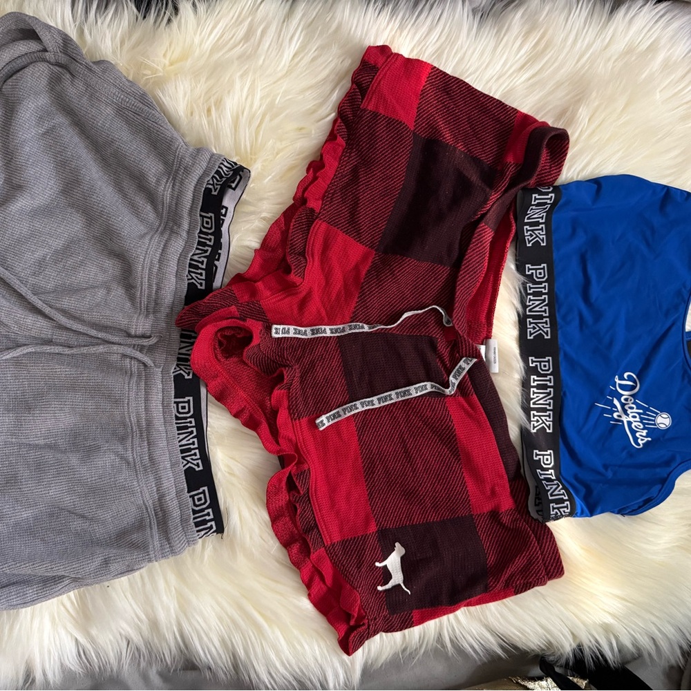 Red and Gray PINK Shorts Set